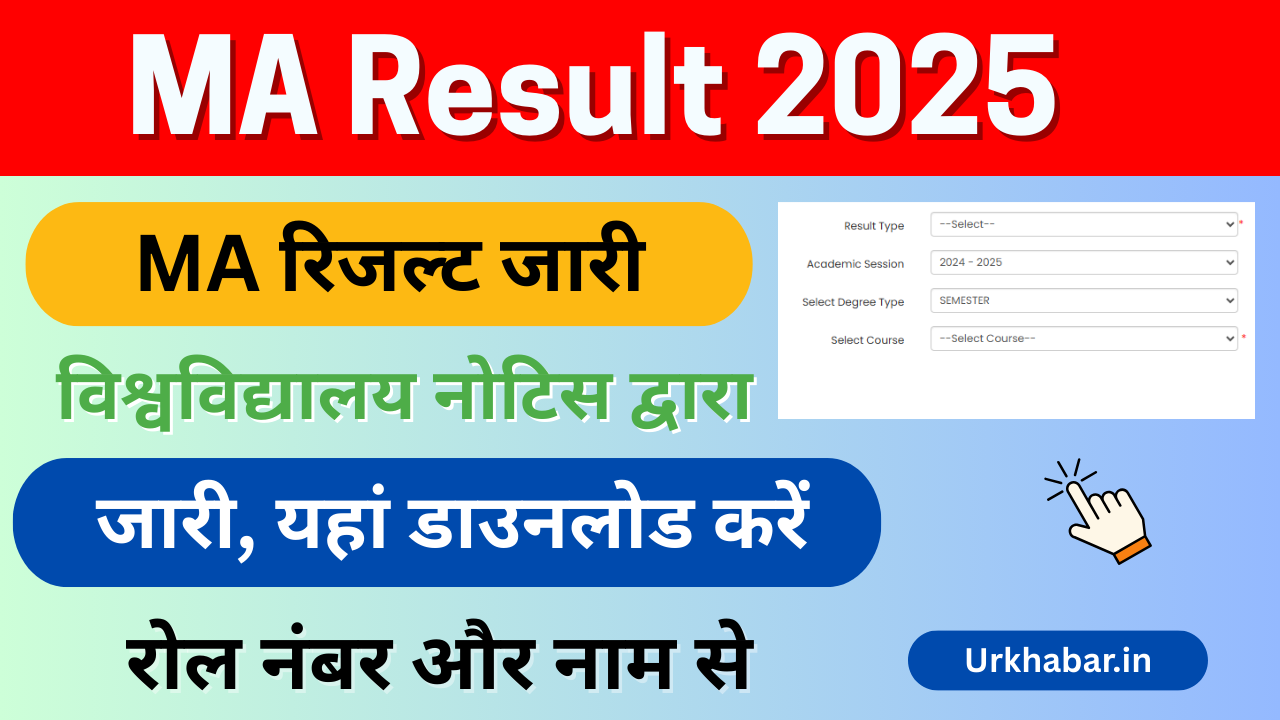 MA Result 2025, (एमए परिणाम) जारी, किया MA 1st, 2nd year Result 2025 जल्दी यहां चेक करें