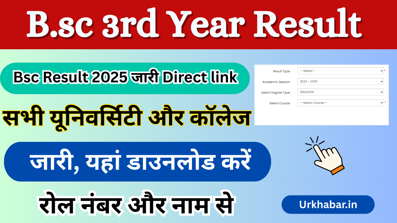 Bsc 3rd year Result 2025, (घोषित यहां चेक) बीएससी 3rd ईयर रिजल्ट 2025 जारी, किया यहां चेक करें नंबर से: