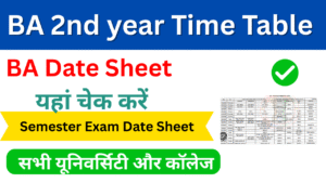 BA 2nd year Time Table 2025, (बीए द्वितीय वर्ष टाइम टेबल 2025) जारी किया, यहां डाउनलोड करें