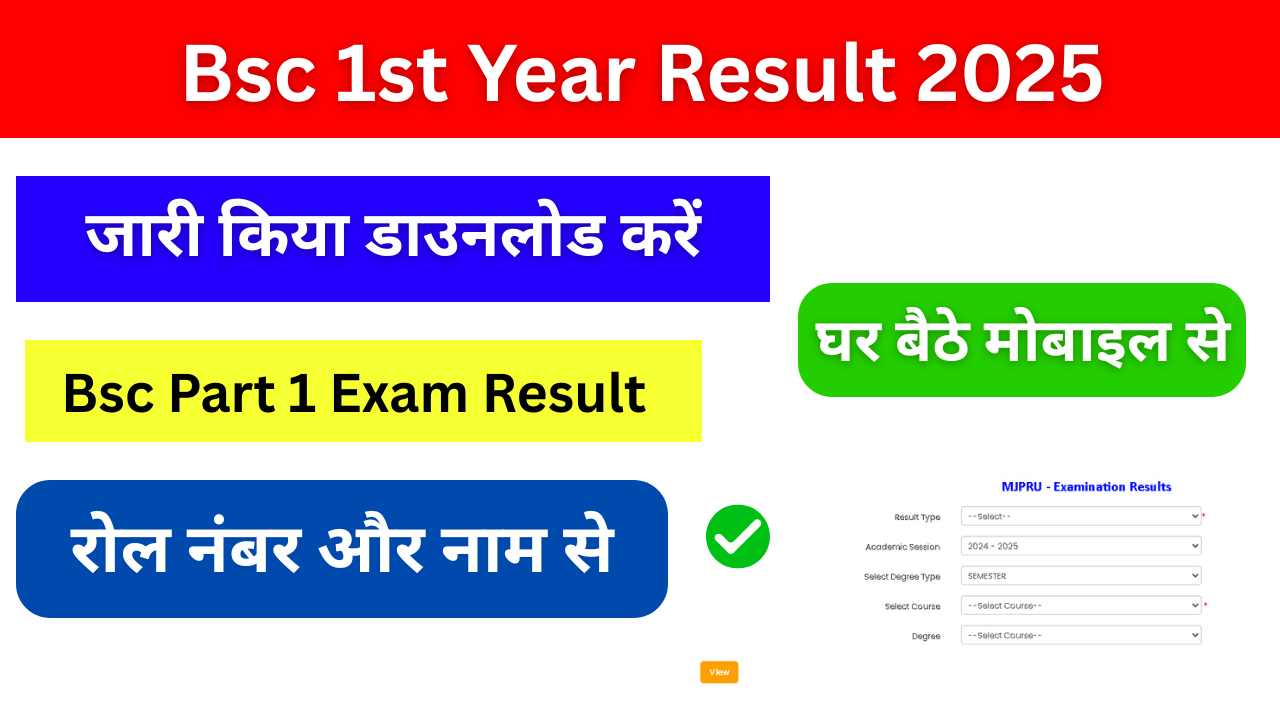 Bsc 1st Year Result 2025, (बीएससी फर्स्ट ईयर रिजल्ट 2025) जारी, किया यहां चेक करें Bsc Result 2025