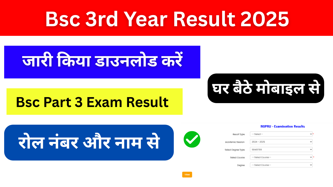 Bsc 3rd Year Result 2025, (B.sc Final Year Result 2025) जारी, किया जल्दी यहां चेक करें Bsc Result link