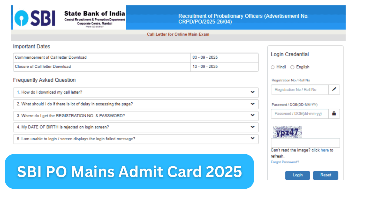 SBI PO Mains Admit Card 2025: Out at sbi.co.in, Download Admit Card Phase 2 Call Letter PDF Link