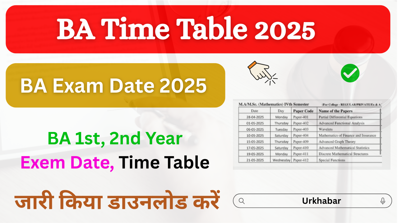 BA Time Table 2025: (बीए टाइम टेबल 2025) जारी, डाउनलोड करें BA 1st, 2nd Year Exam Date 2025