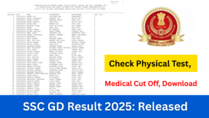 SSC GD Result 2025: Released on ssc.gov.in, Check Physical Test, Medical Cut Off, Download Link Activated