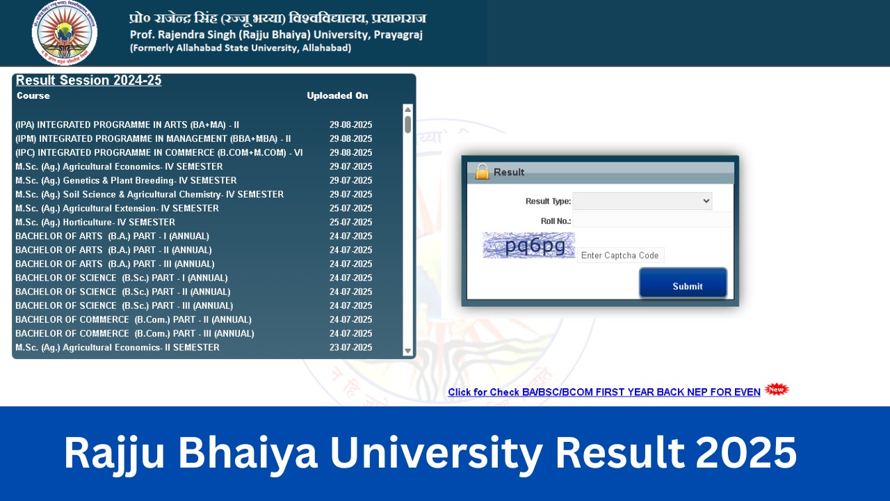 Rajju Bhaiya University Result 2025, OUT at prsuniv.ac.in; Download BA Bsc Bcom Even Semester Marksheet PDF