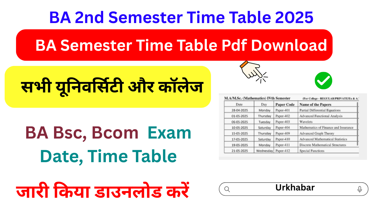 BA 2nd Semester Time Table 2025: बीए सेकंड सेमेस्टर टाइम टेबल यहां से डाउनलोड करें BA Exam Schedule