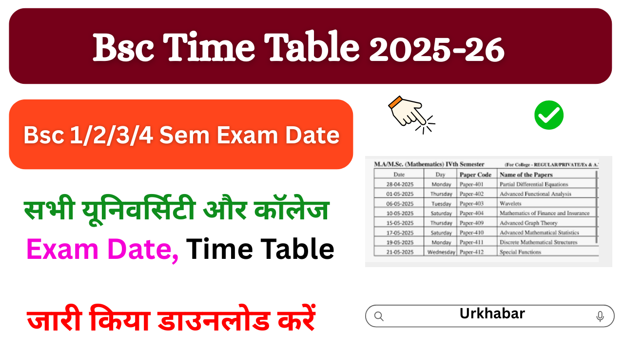 Bsc Exam Date 2025: (B.sc Time Table Download) B.Sc फर्स्ट सेकंड ईयर एग्जाम शेड्यूल जारी, यहां से डाउनलोड करें