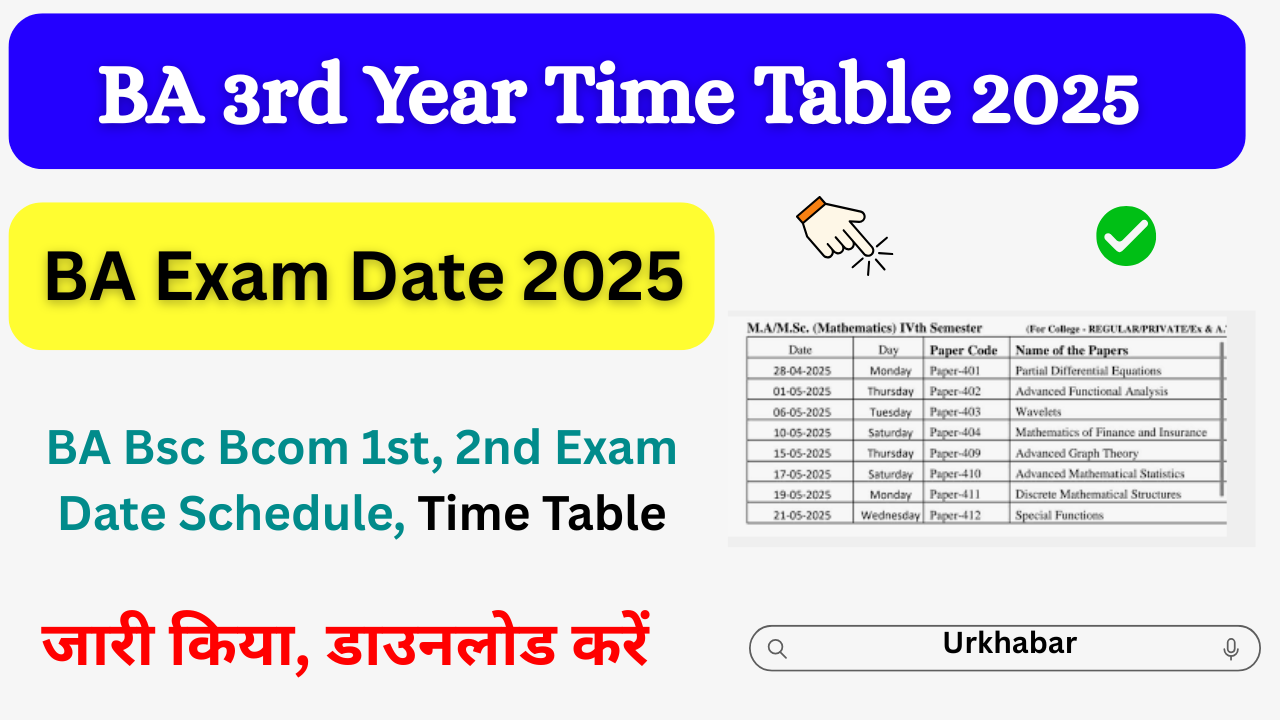 BA 3rd Year Exam Date 2025, (OUT) बीए थर्ड ईयर टाइम टेबल 2025 जारी, यहाँ डाउनलोड करें