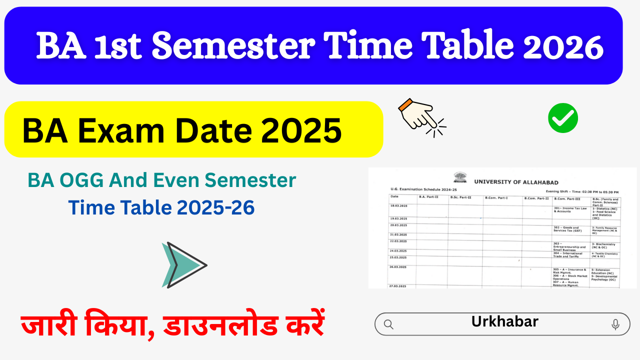 BA 1st Semester Time Table 2025-26: (OUT) बीए प्रथम सेमेस्टर टाइम टेबल 2025 जारी, जल्दी यहां से डाउनलोड करें