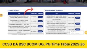 CCSU Time Table 2025-26: (OUT) ccsuniversity.ac.in BA BSC BCOM UG, PG Exam Date Sheet 2025