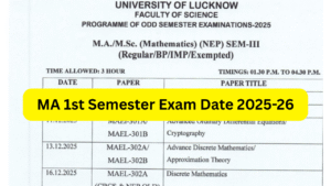 MA 1st Semester Exam Date 2026: (OUT) MA टाइम टेबल 2025-26 जारी यहां से डाउनलोड करें