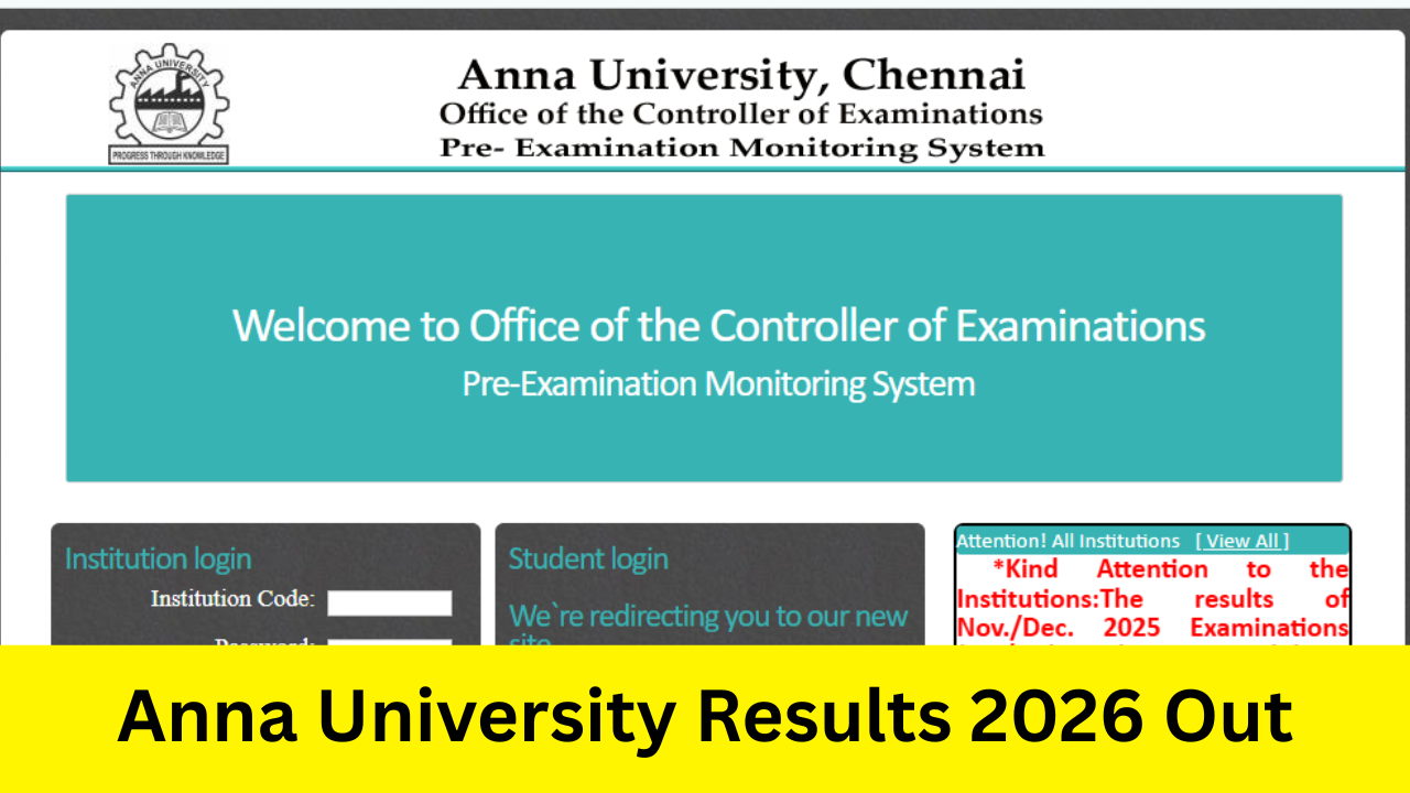 Anna University Results 2026: Out at coe1.annauniv.edu: Direct Link to Download UG, PG Marksheet PDF
