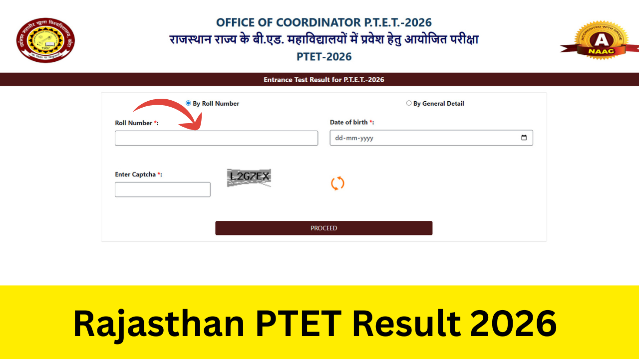 Rajasthan PTET Result 2026: Out Score Card Download Direct Link Active ptetvmoukota2026.in